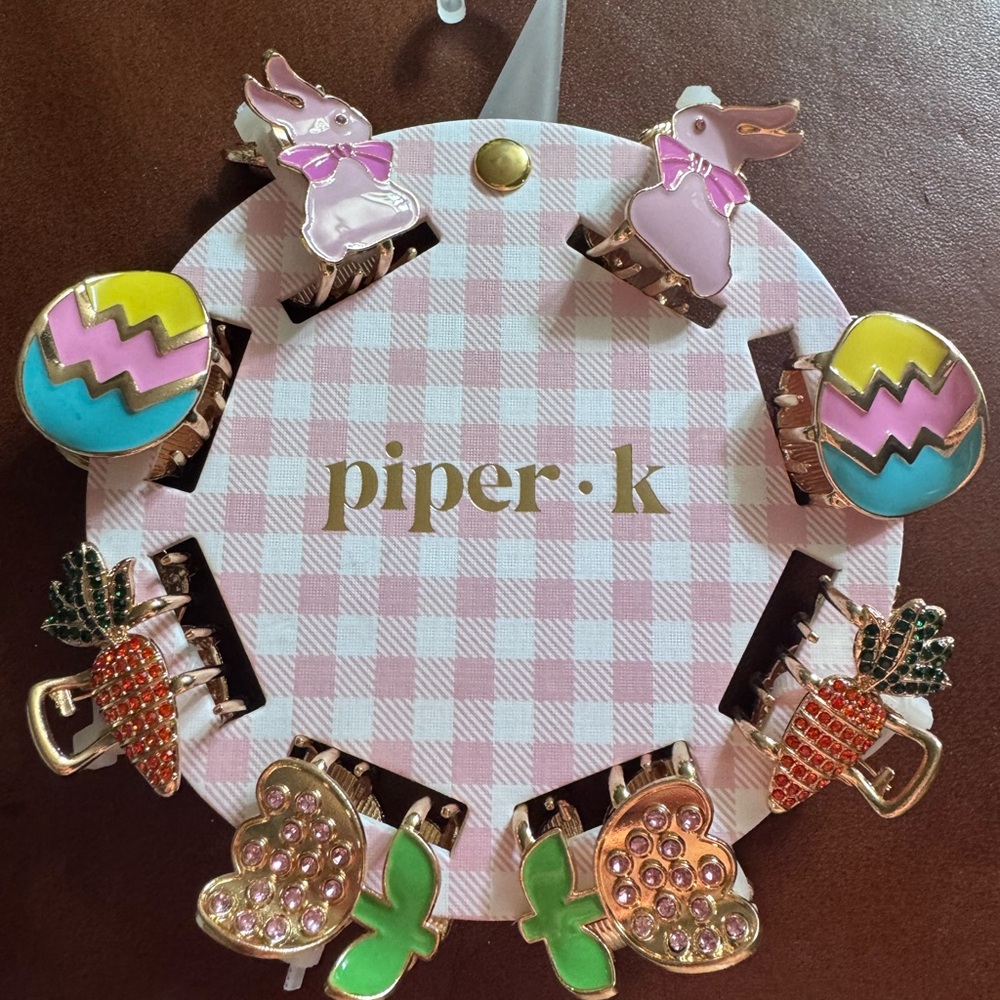 Piper Kids Festive Bunny and Egg Hair Clips - Pink, Yellow, Green